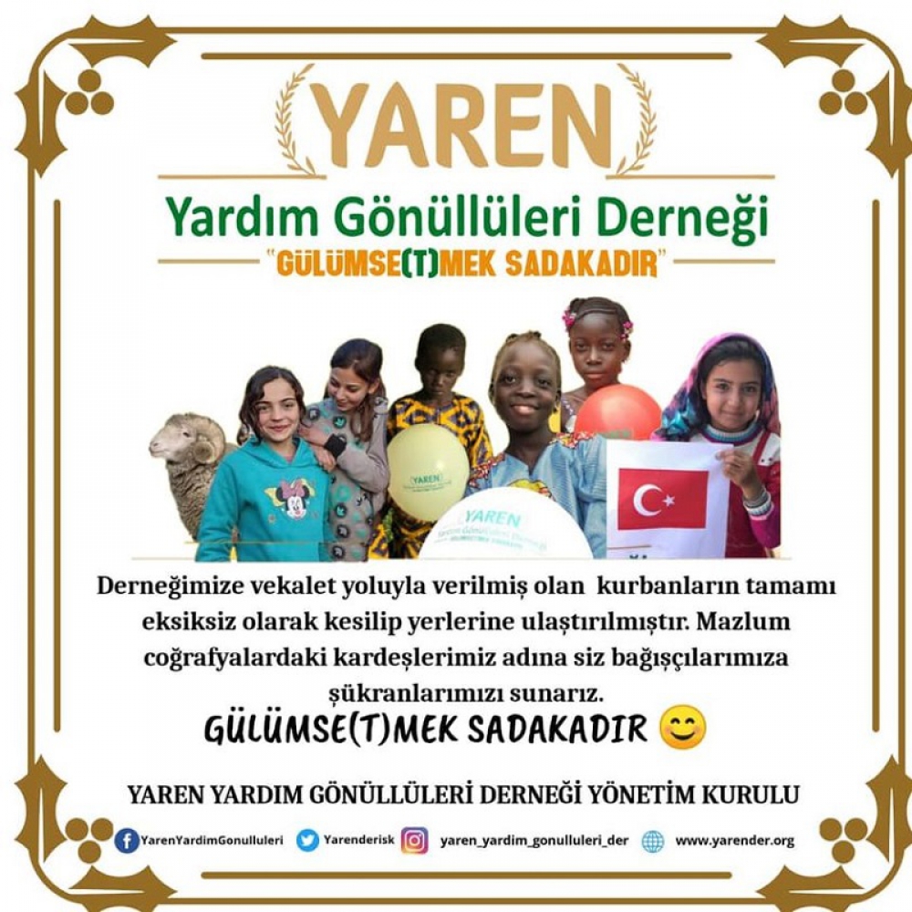 Hayır Severlerimize Şükranlarımızı Sunuyoruz